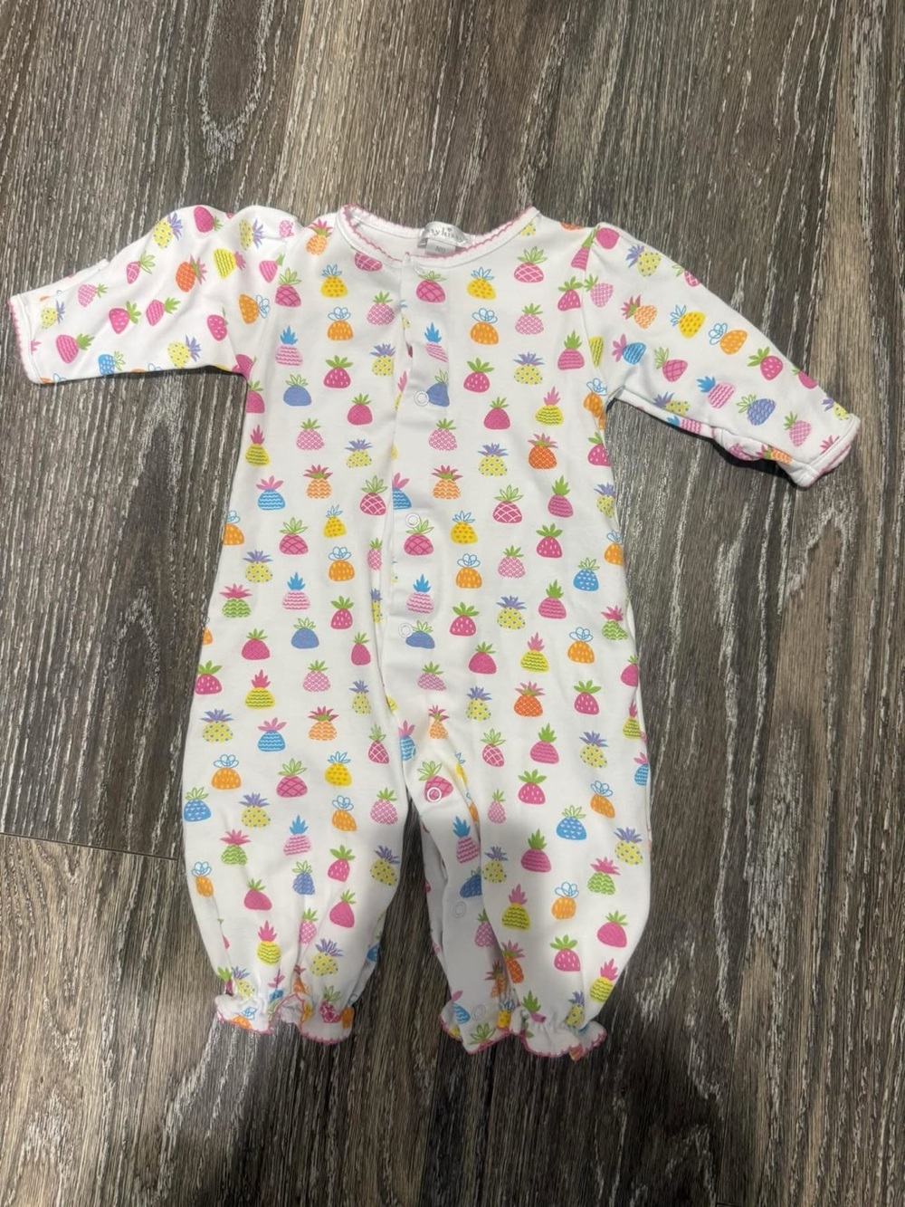 White Pineapple-Print One-Piece for Kids converter gown
